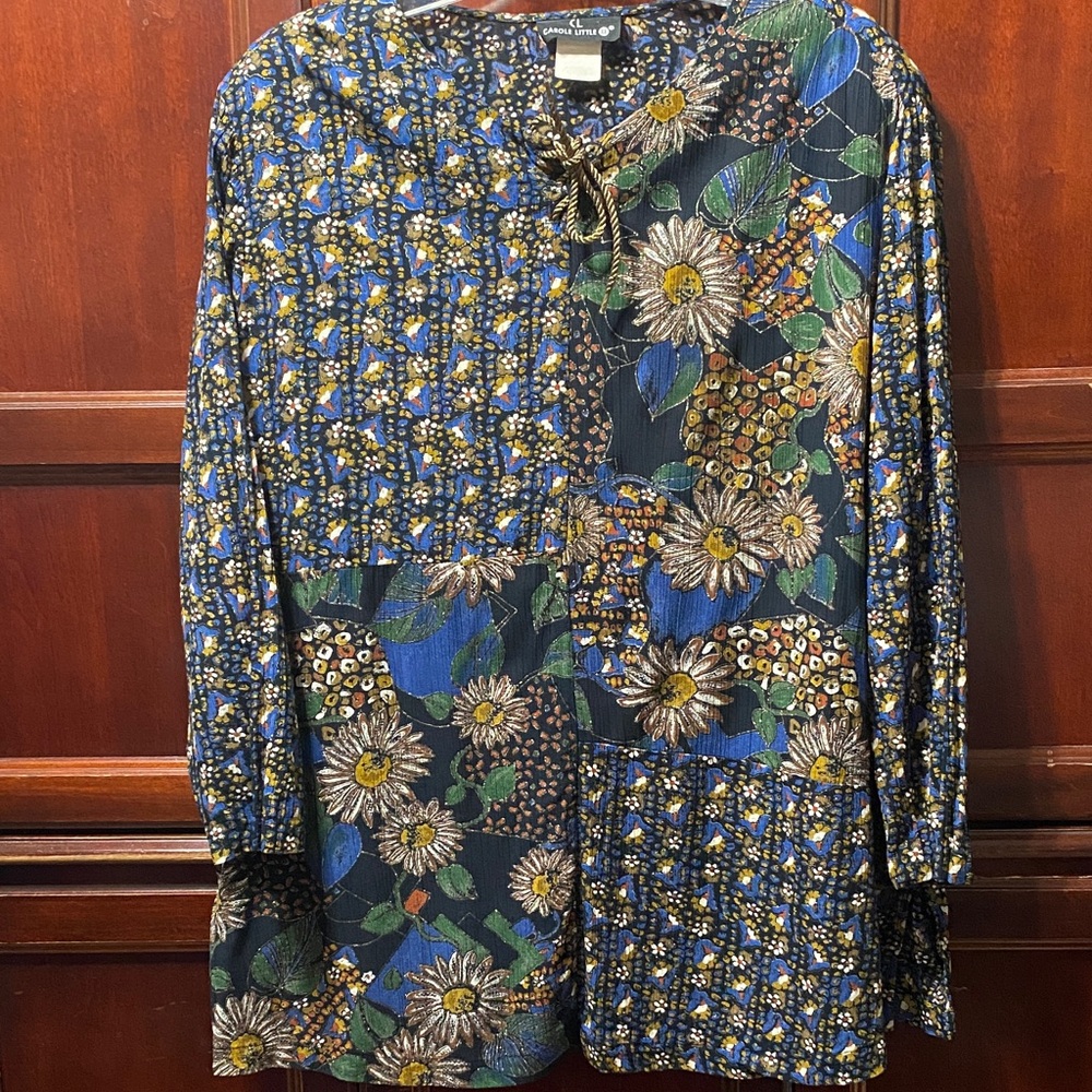 Carole Little vintage Multicolor Floral plus size 24 long sleeve tunic top